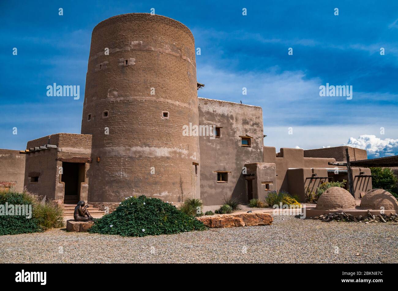 Outside of the Poeh Museum of Pueblan art, Santa Fe, New Mexico Stock Photo