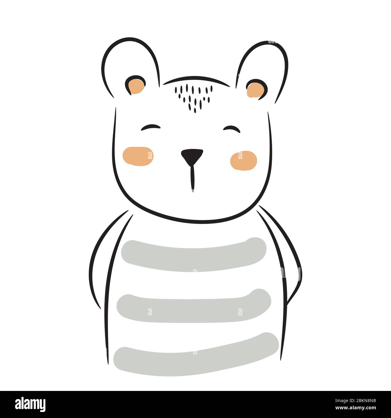 Cute doodle bear illustration. Simple hand drawn baby animal for apparel prints. Stock Vector