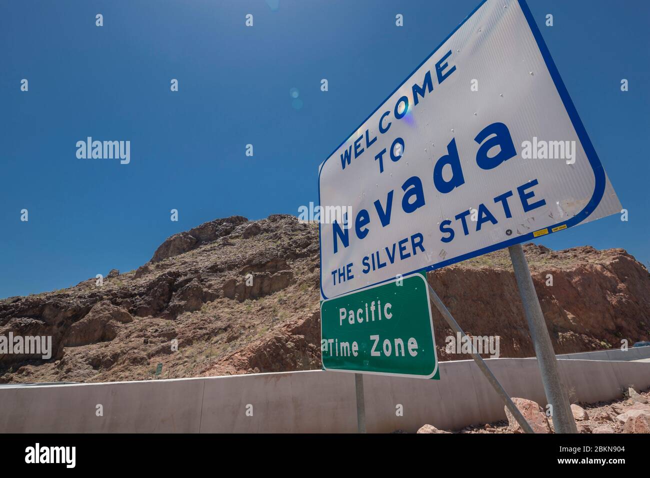 View of 'Welcome to Nevada', The Silver State, Arizona/Nevada, USA, North America Stock Photo