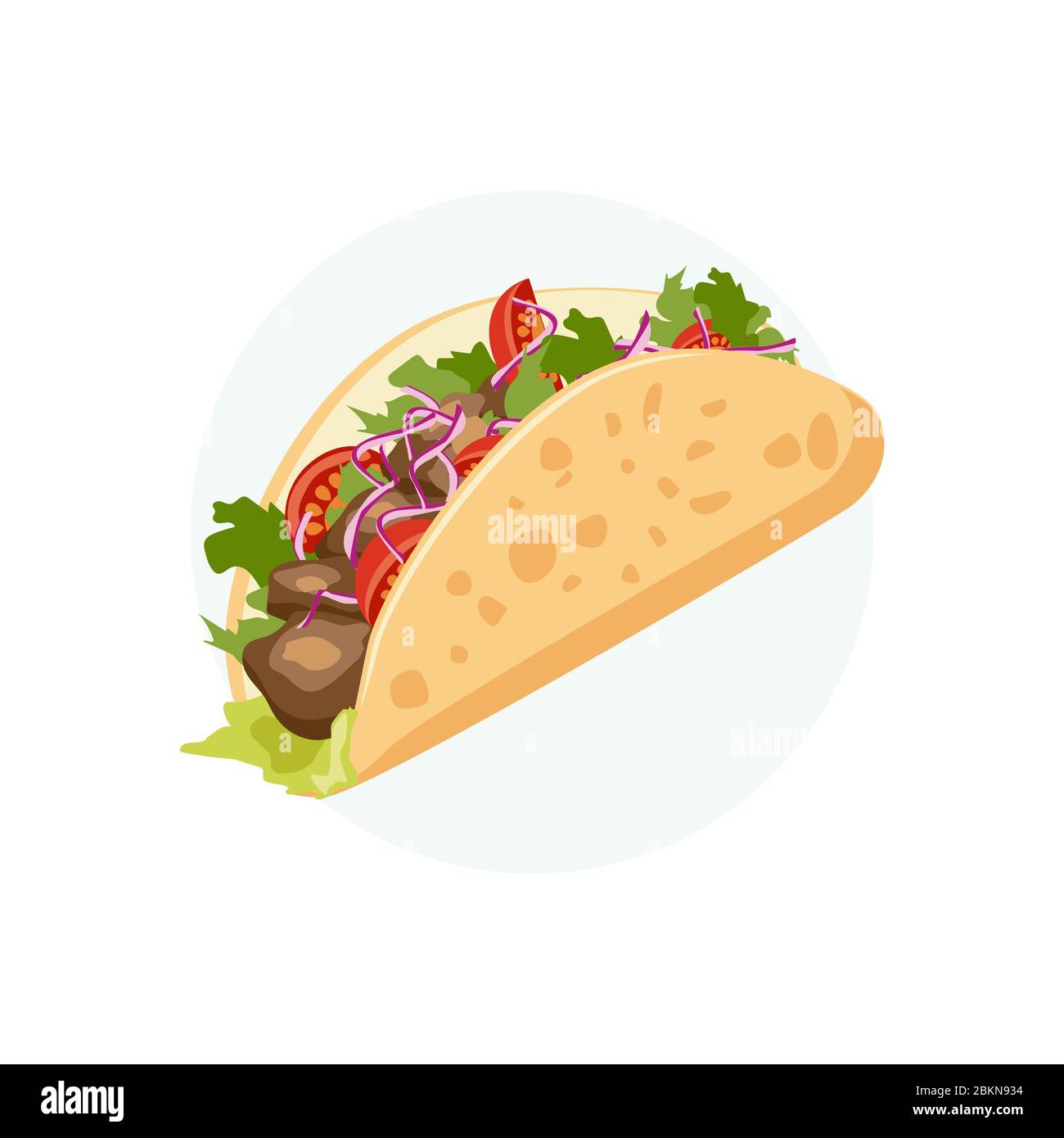 Traditional Mexican Food - Taco. Cartoon banner. Vector illustration Stock Vector
