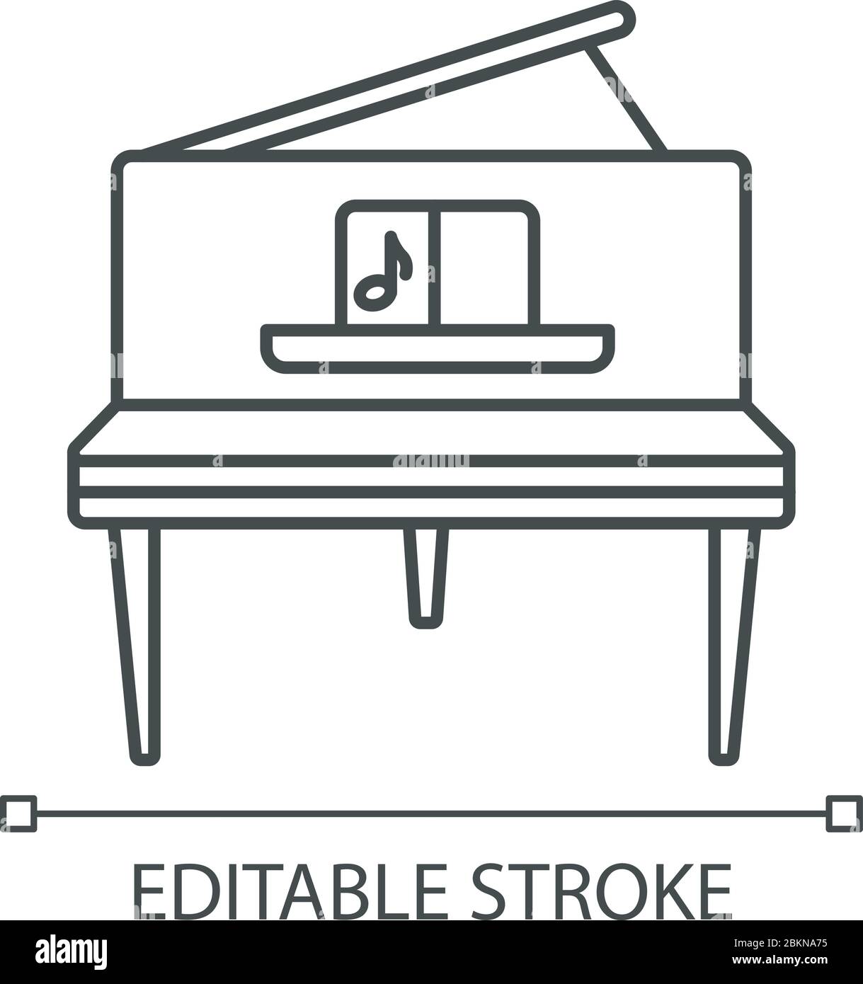 Grand piano pixel perfect linear icon Stock Vector
