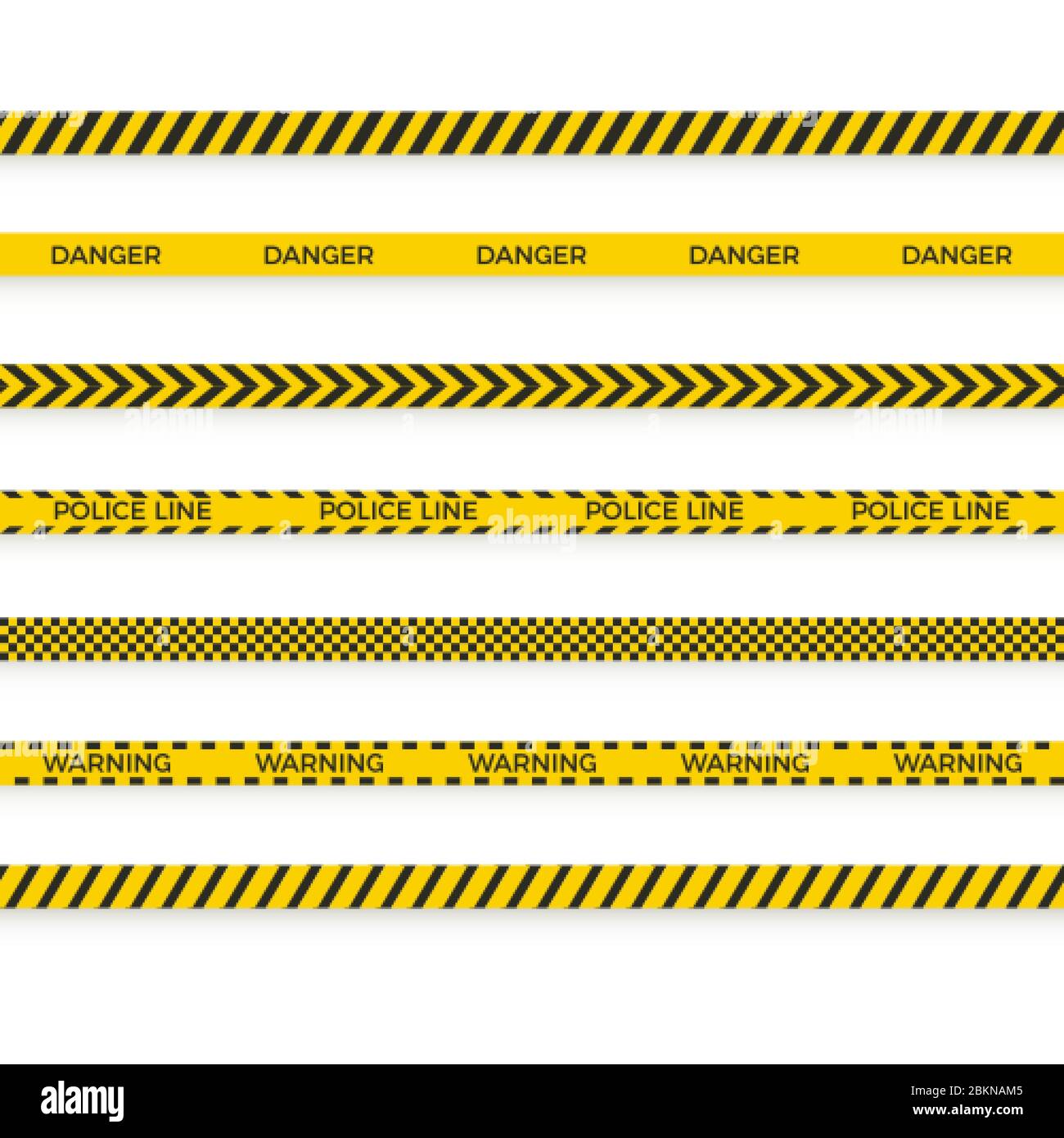 Police tape. do not cross ribbon barrier. Warning zone black and yellow tape. Vector Stock Vector