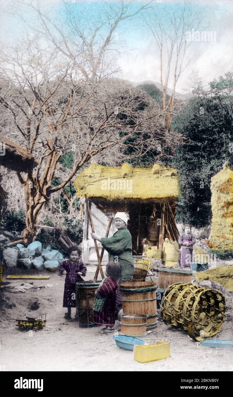 [ 1900s Japan - Japanese Farmer Woman ] —   A farmer woman at work. Same as 70419-0001.  20th century vintage postcard. Stock Photo