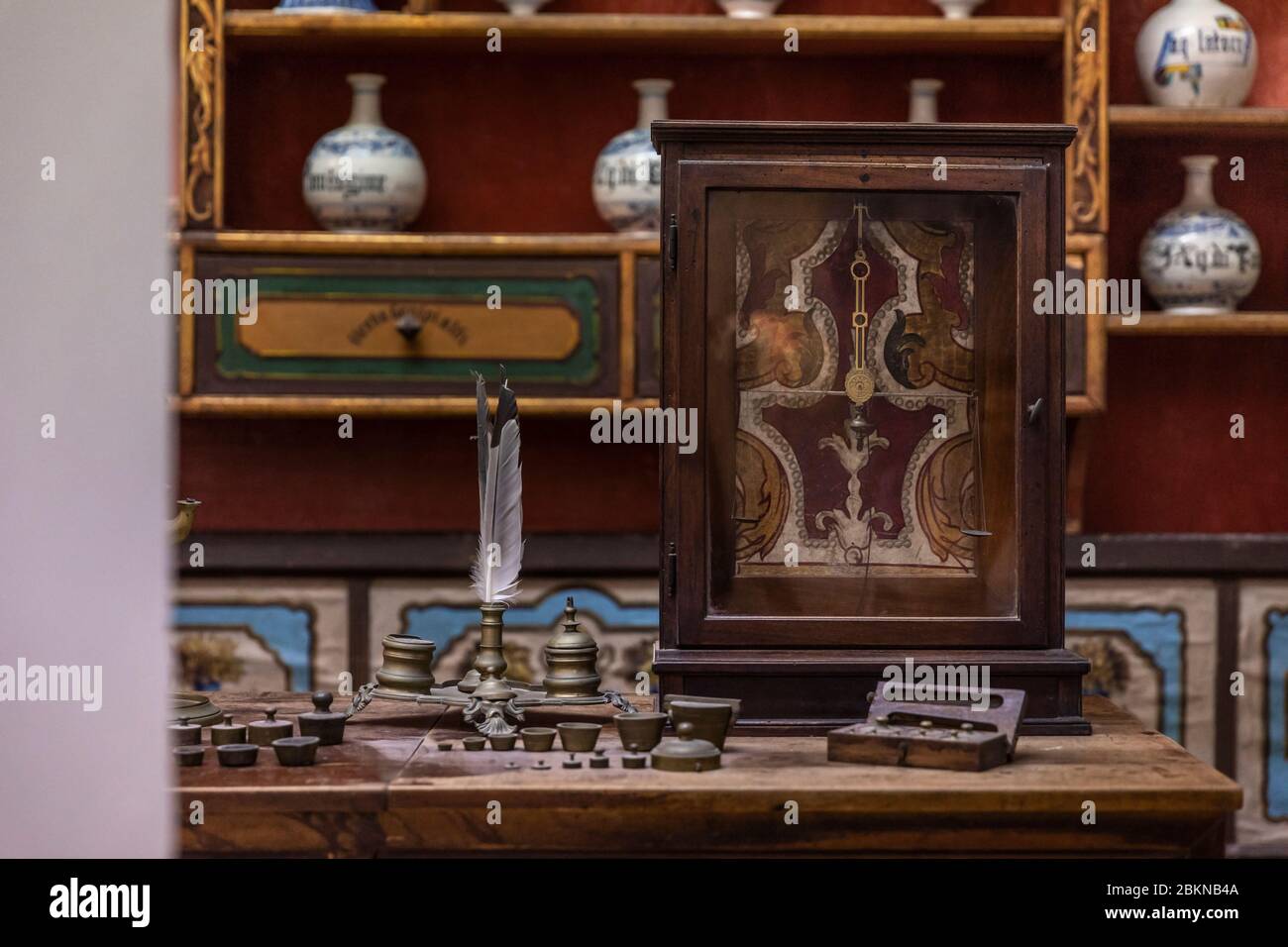 Dubrovnik, Croatia, September 19th 2019. The third oldest pharmacy in the world in Franciscan monastery in Dubrovnik, Dalmatia Europe with old measuri Stock Photo