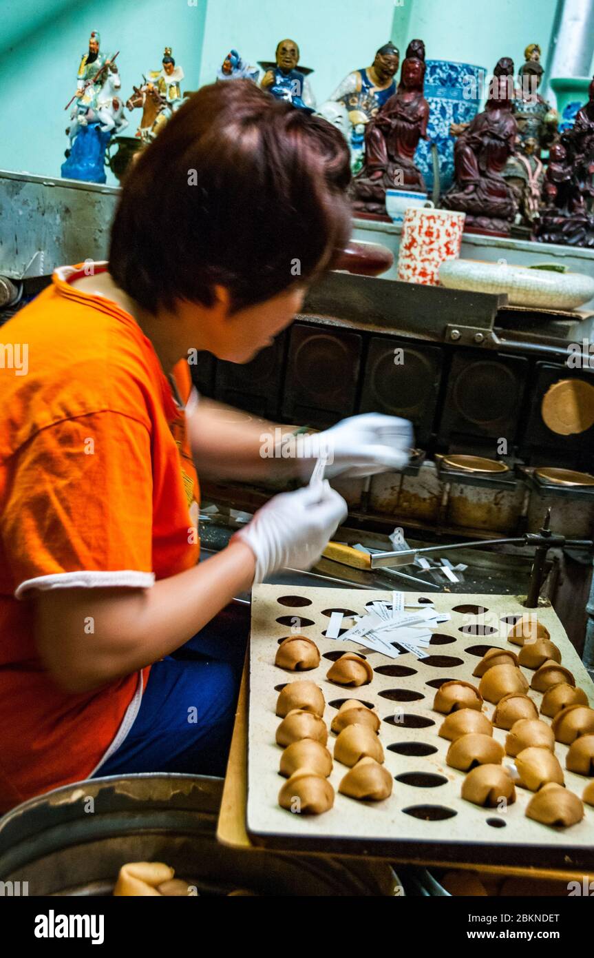 Making Fortune Cookies At The Golden Gate Fortune Cookie Factory Ross Alley Chinatown San