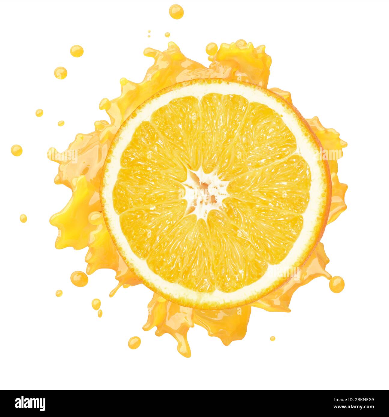 orange fruit with juice splash isolated on white background Stock Photo ...