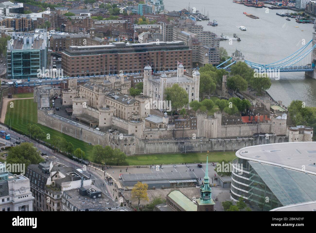 Tower Bridge House Tower Hill Tower of London International House Aerial View of Buildings Architecture London Skyline Stock Photo