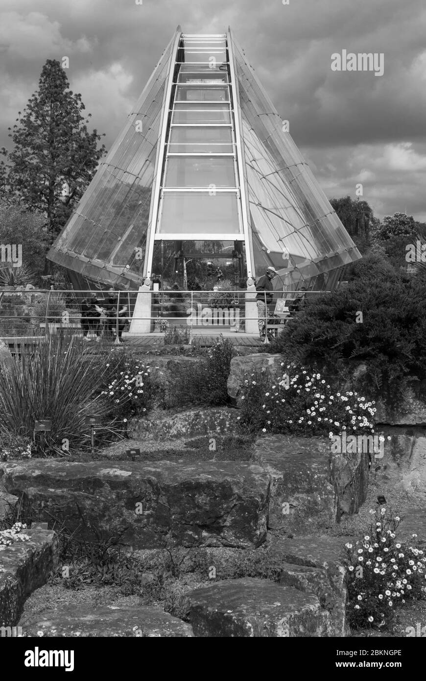 Davies Alpine House Glass Arch Roof Glazing Modern Architecture Royal Botanic Gardens Kew Gardens, Richmond, London by Wilkinson Eyre Atelier Ten Stock Photo