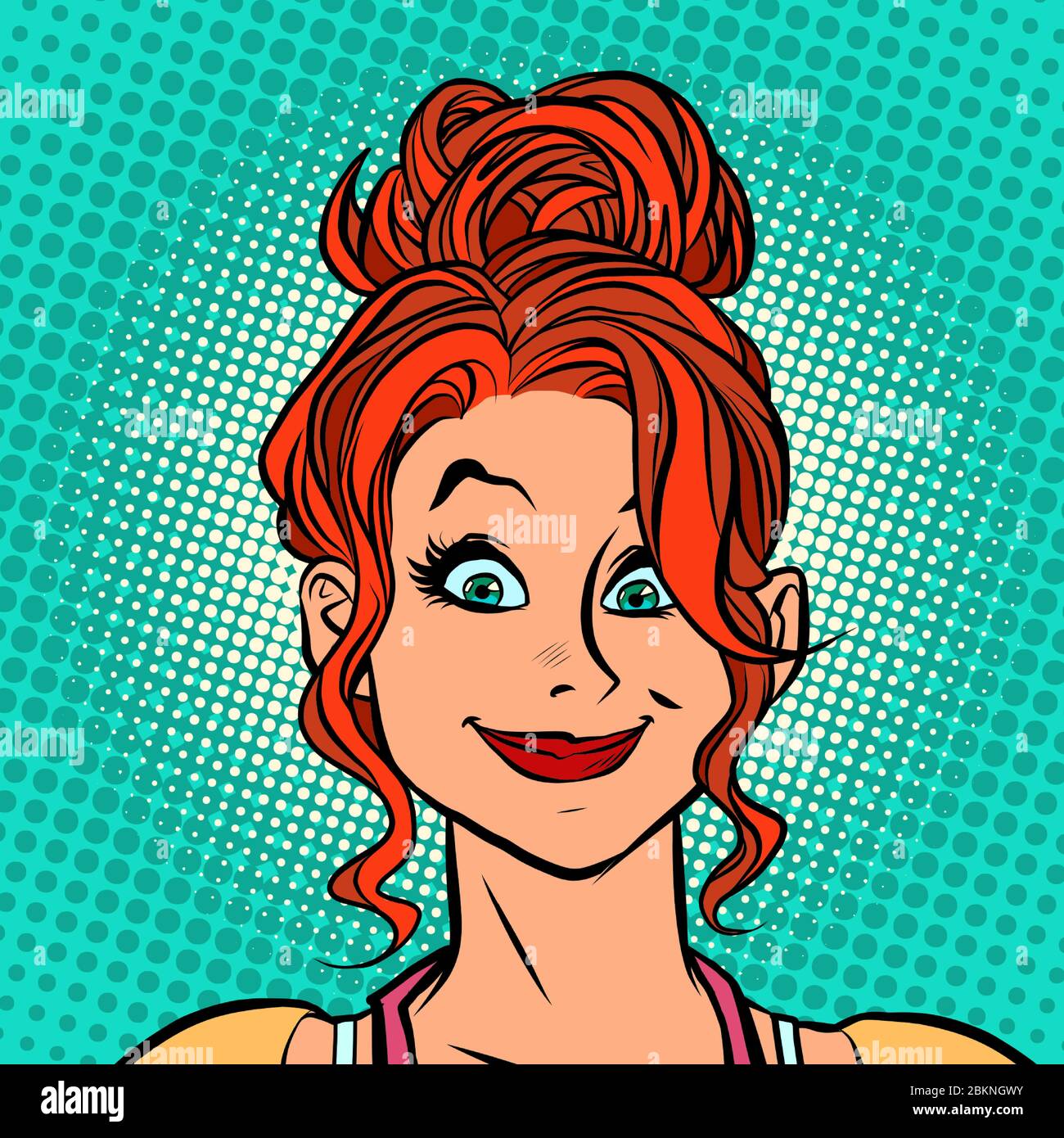 Happy redhead woman smiling Stock Vector