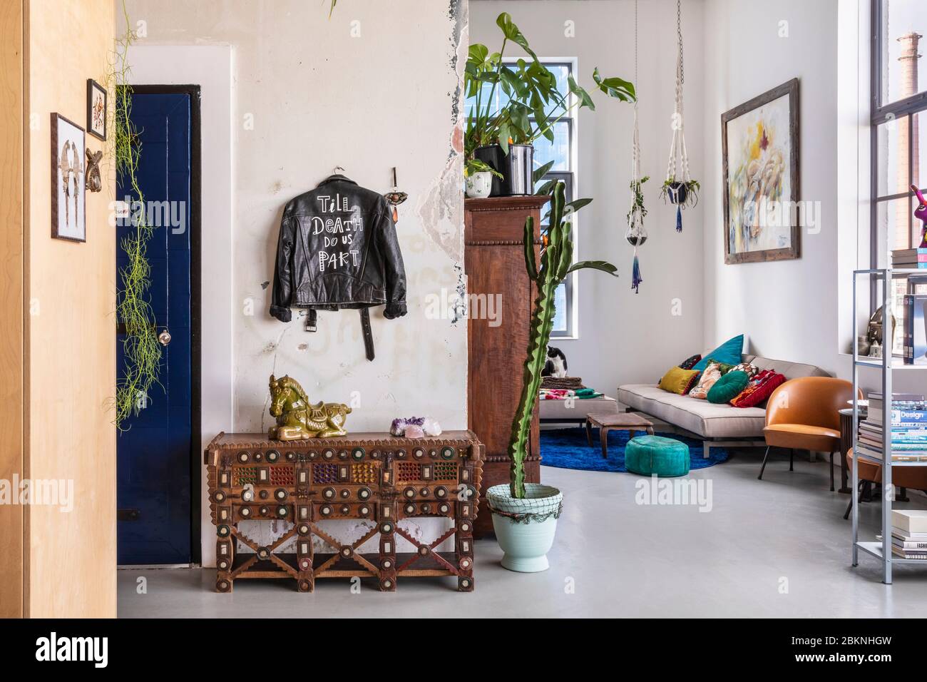 Eindhoven The Netherlands February 2nd 2020 An Industrial City Loft Interior A Bohemian Modern Mix And Match Eclectic Styled Living With Colorfu Stock Photo Alamy