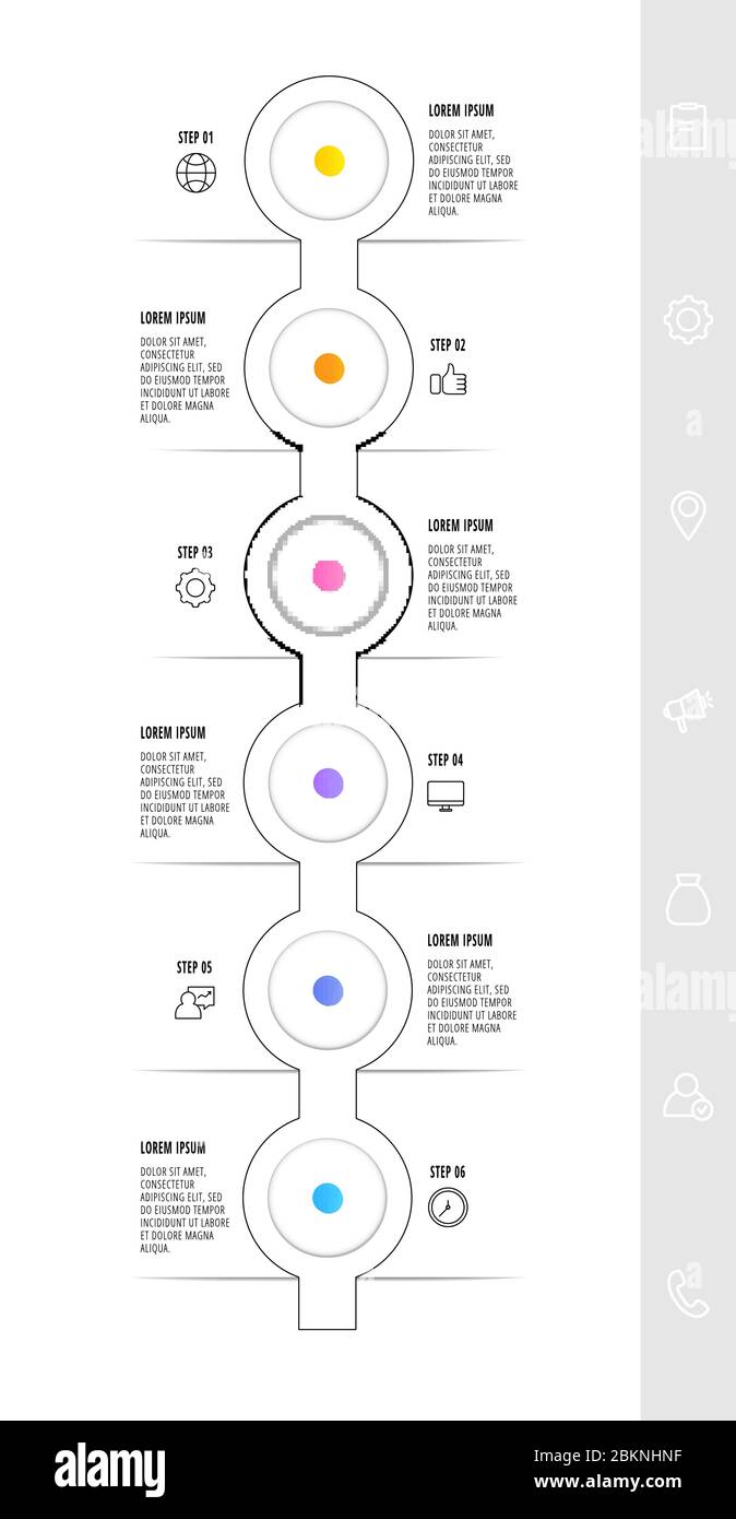 Infographic circular with six steps, parts, icons. Flat vector template ...