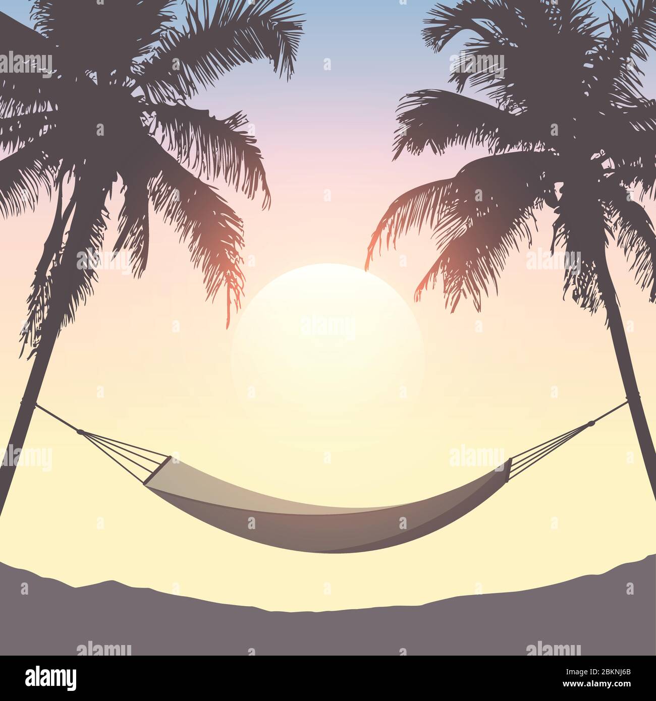 hammock between palm trees summer holiday design vector illustration EPS10 Stock Vector