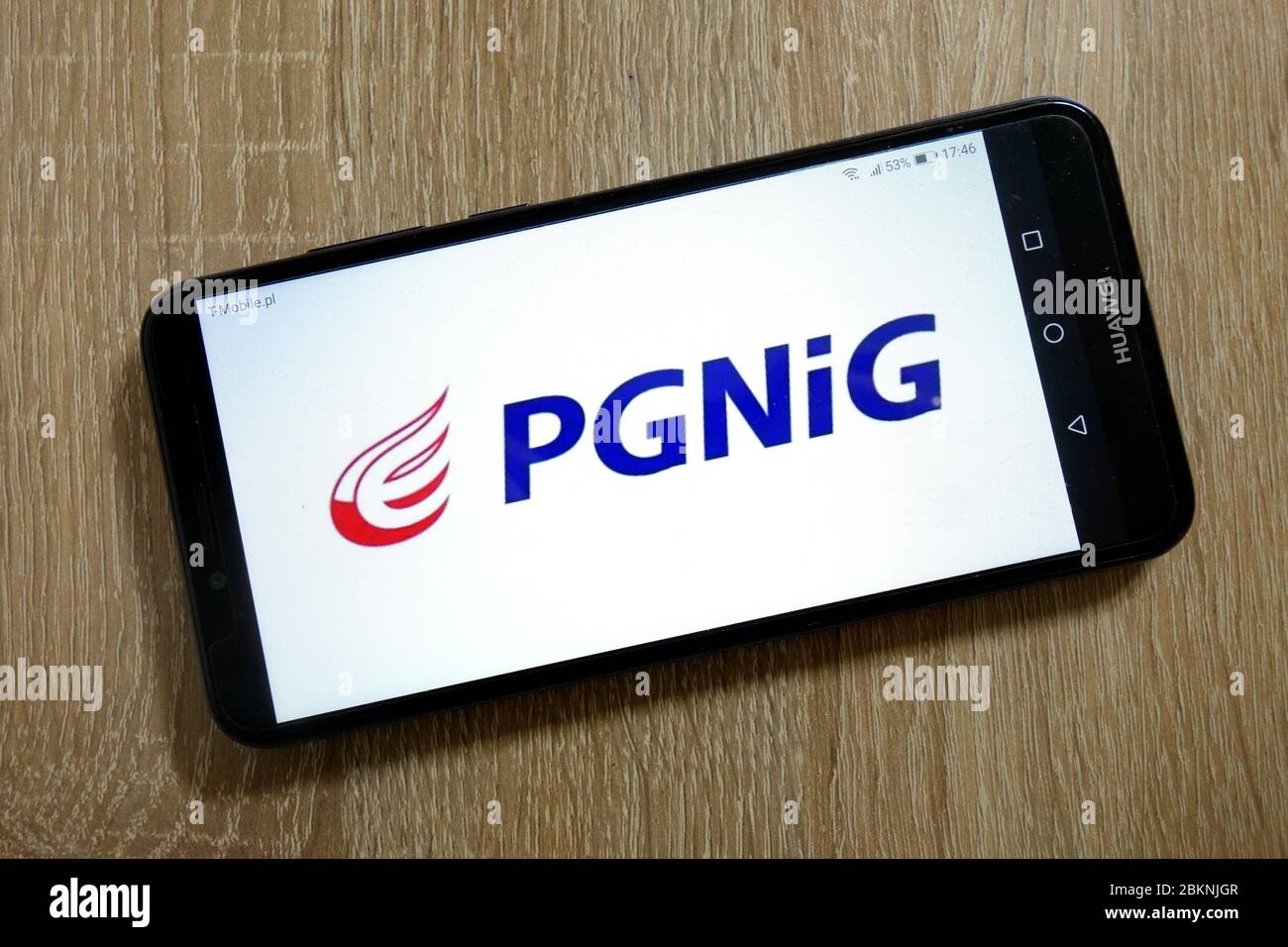 PGNiG (Polskie Gornictwo Naftowe i Gazownictwo SA) logo displayed on smartphone Stock Photo