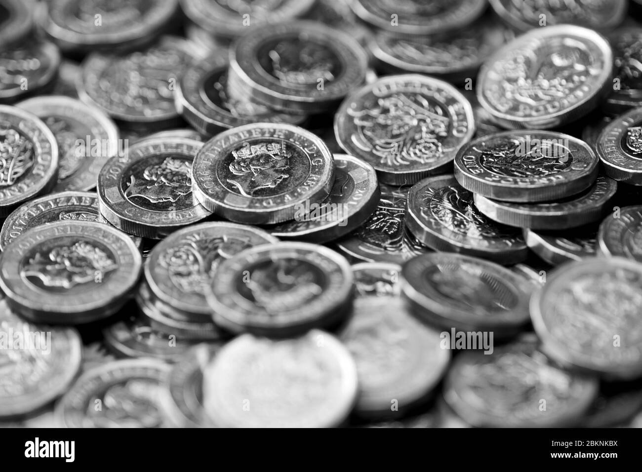 British One Pound Coins Stock Photo