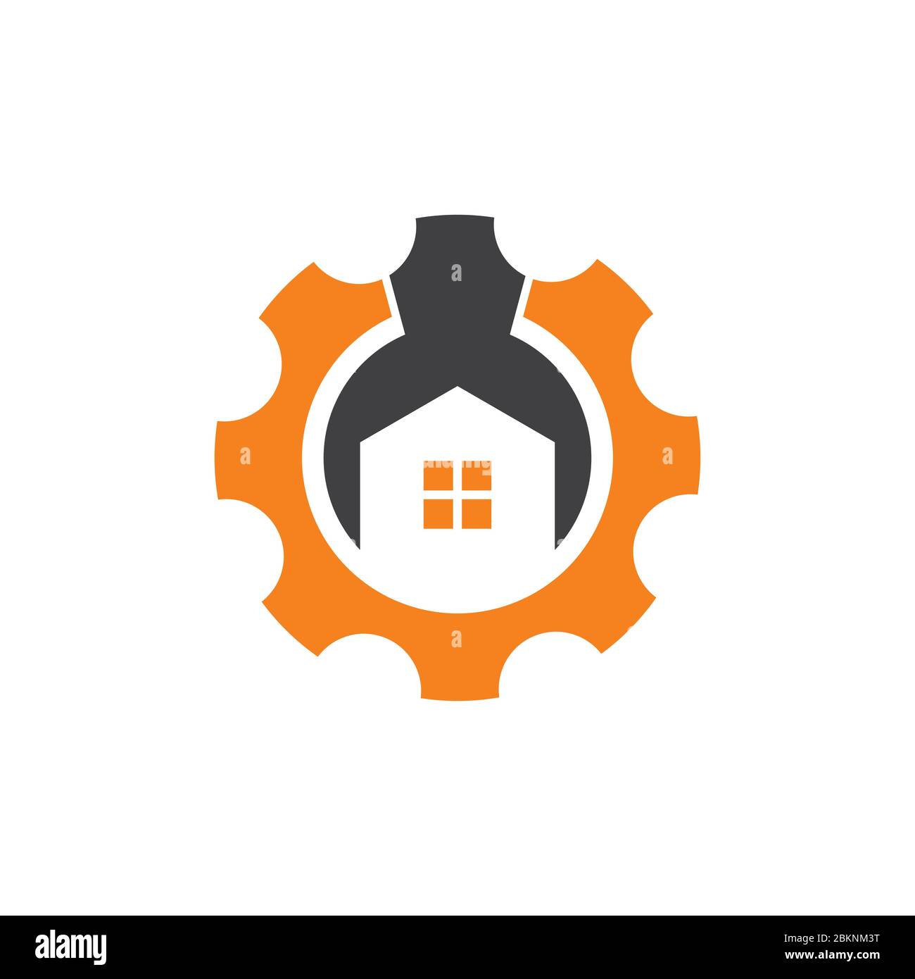 home cog machine adjustable wrench logo vector Stock Vector