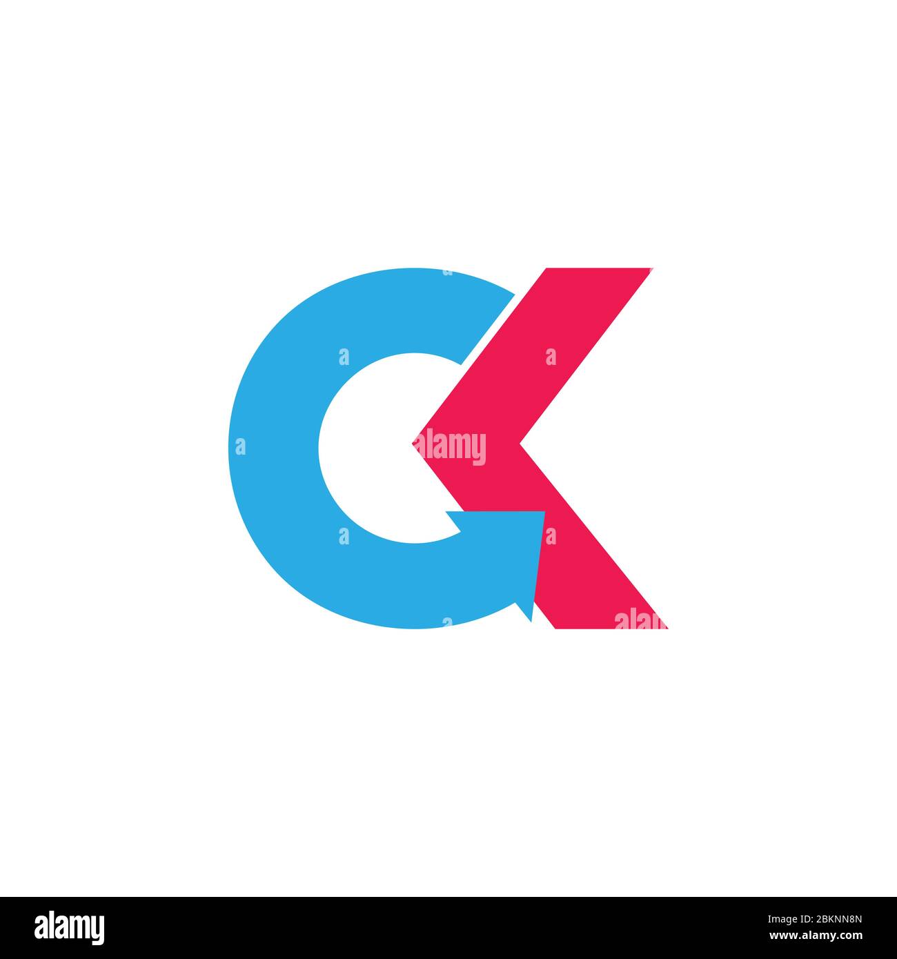 letter ck linked arrow simple logo vector Stock Vector