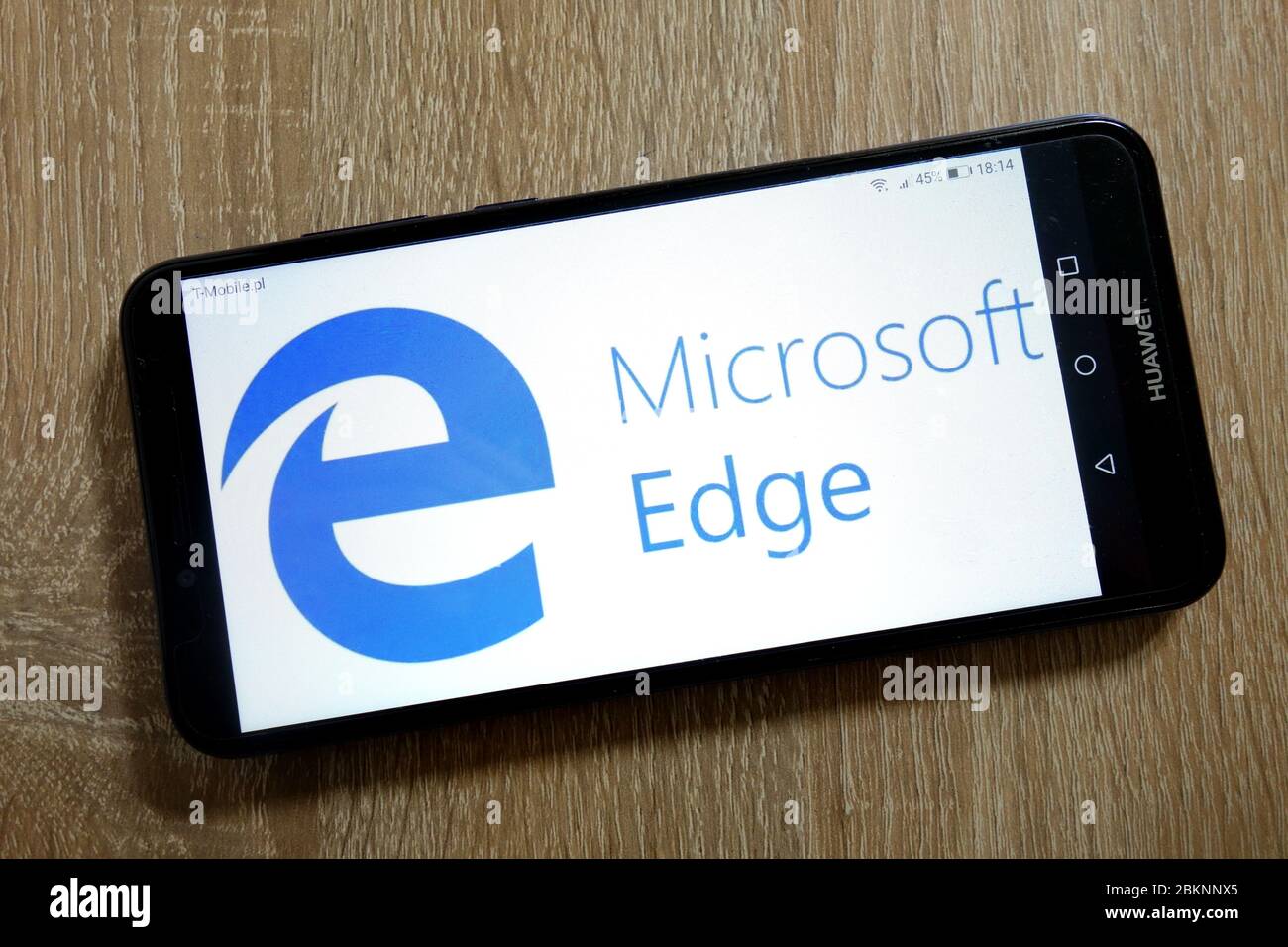 Microsoft Edge logo displayed on smartphone Stock Photo
