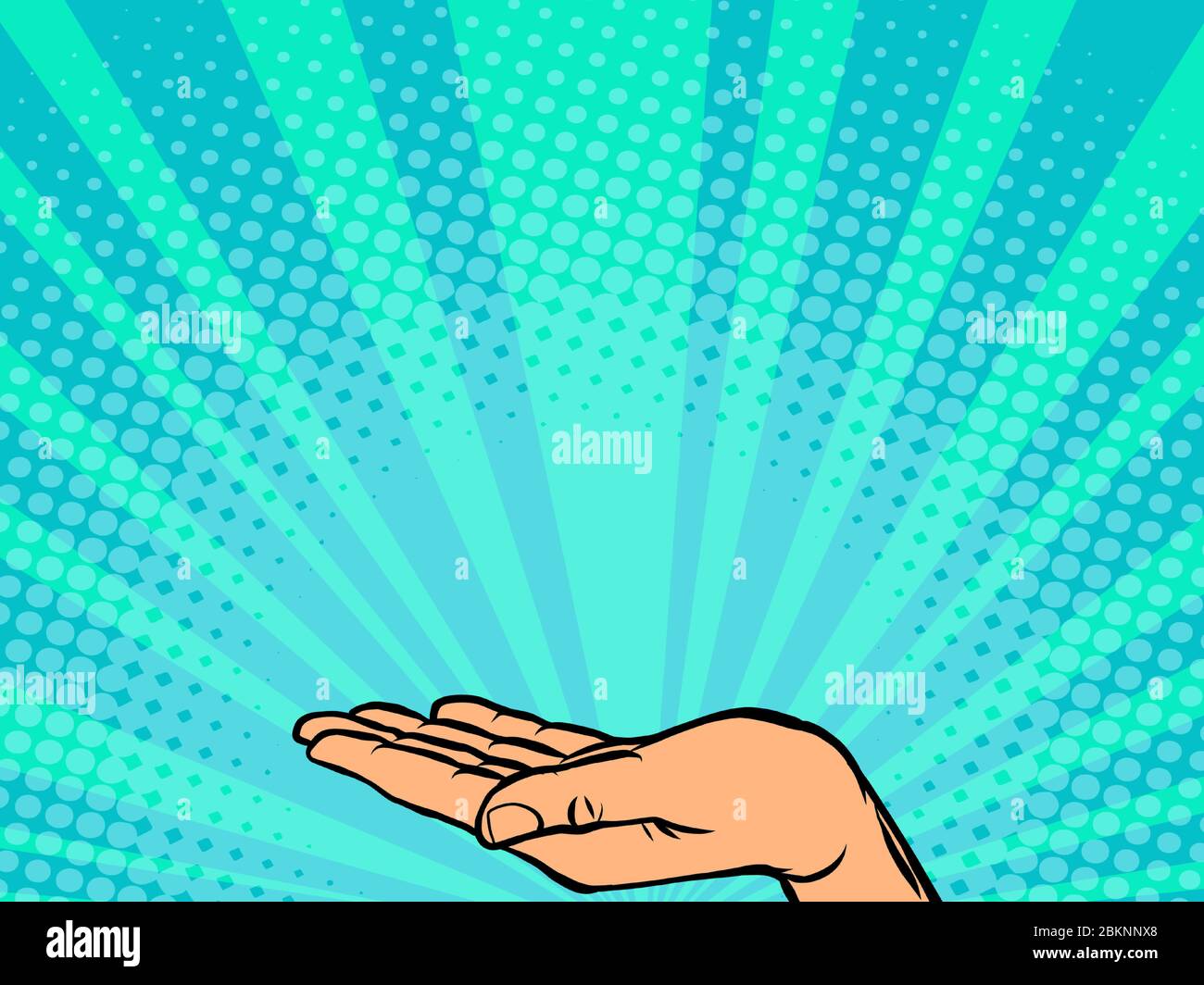 female hand open palm present gesture Stock Vector