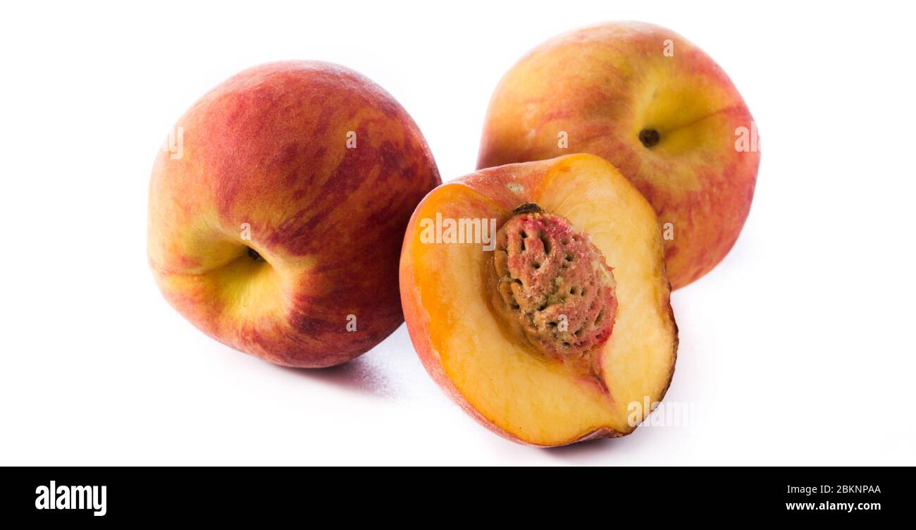 Fresh peach isolated on white background Stock Photo