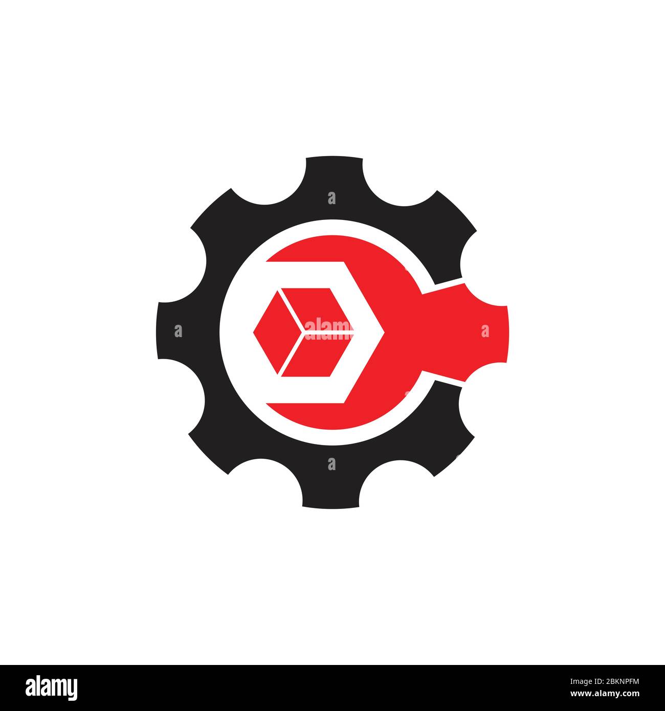 letter c cog machine adjustable wrench with box logo vector Stock Vector