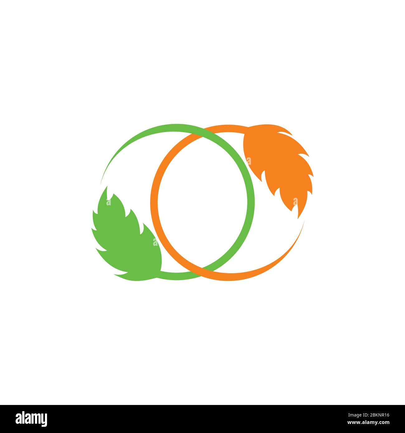 linked circle leaf logo vector Stock Vector
