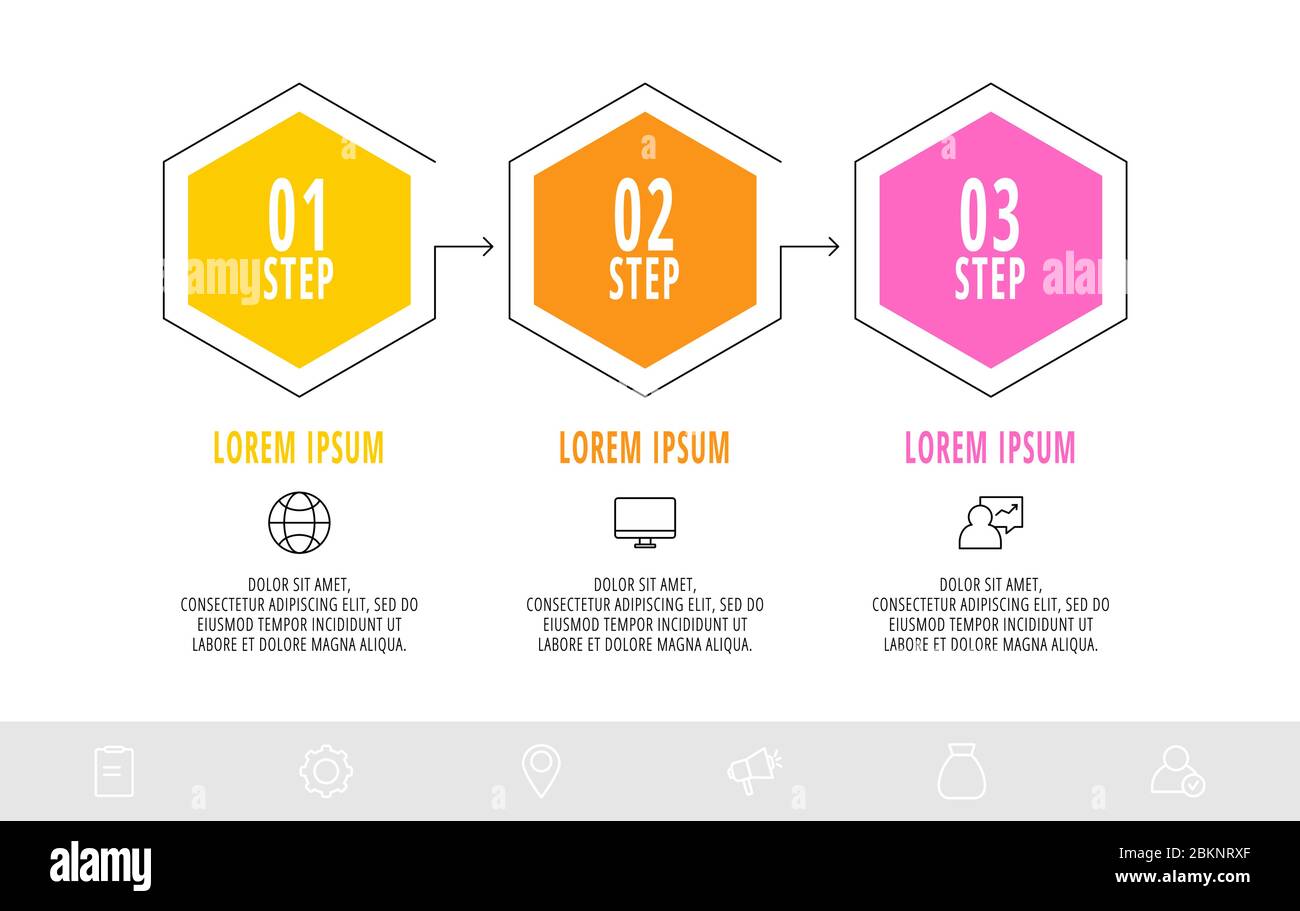 Hexagon infographic design template with 3 options and icons. Vector ...