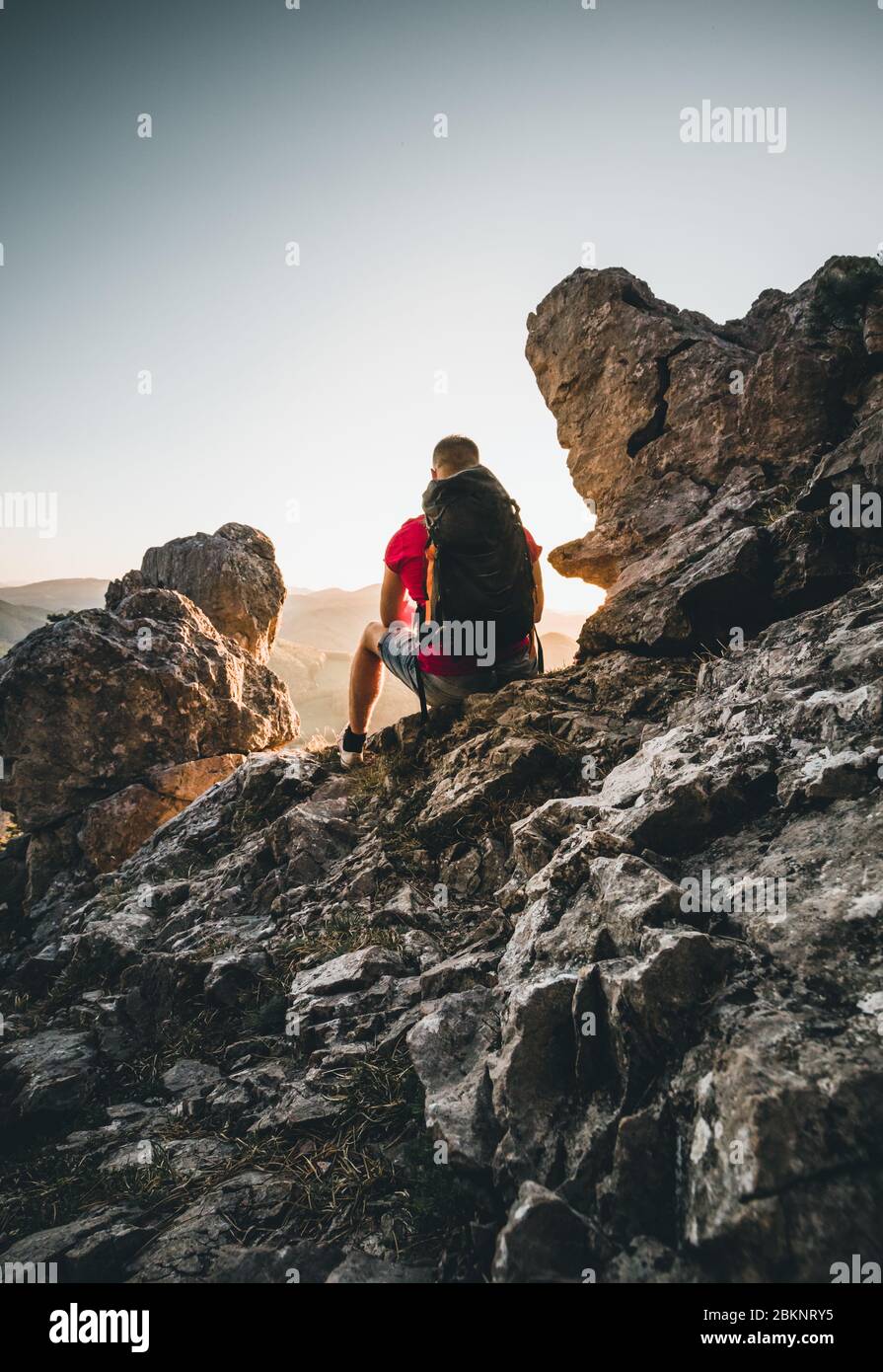 Silhouette man sitting sunset in hi-res stock photography and images ...