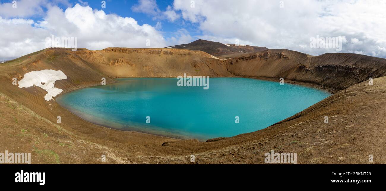 Panoramic view of the Víti crater in the Krafla fissure area of North ...