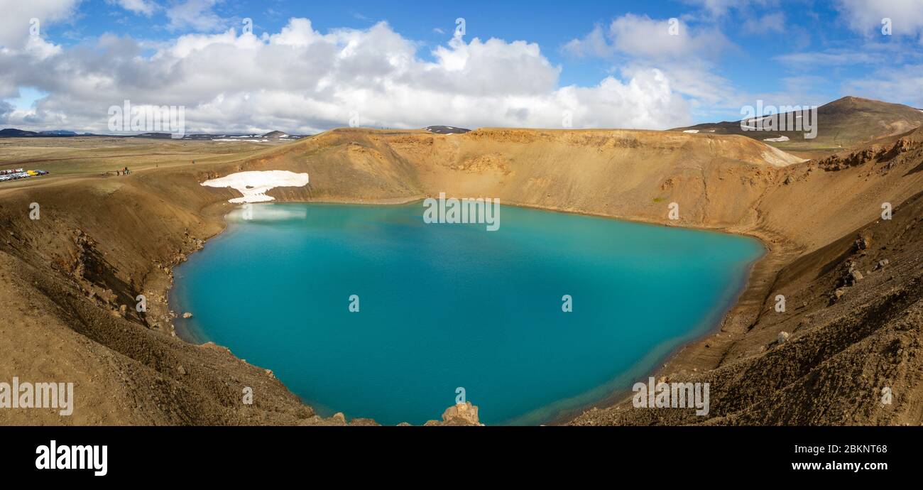 Panoramic view of the Víti crater in the Krafla fissure area of North ...