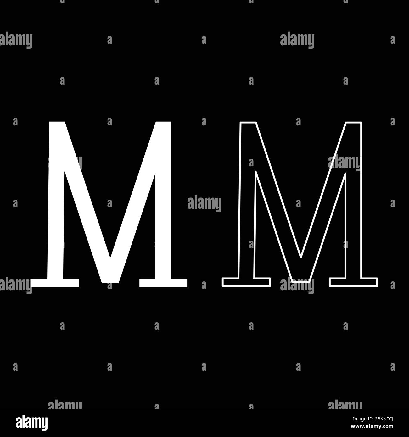 Mu greek symbol capital letter uppercase font icon outline set white color vector illustration flat style simple image Stock Vector