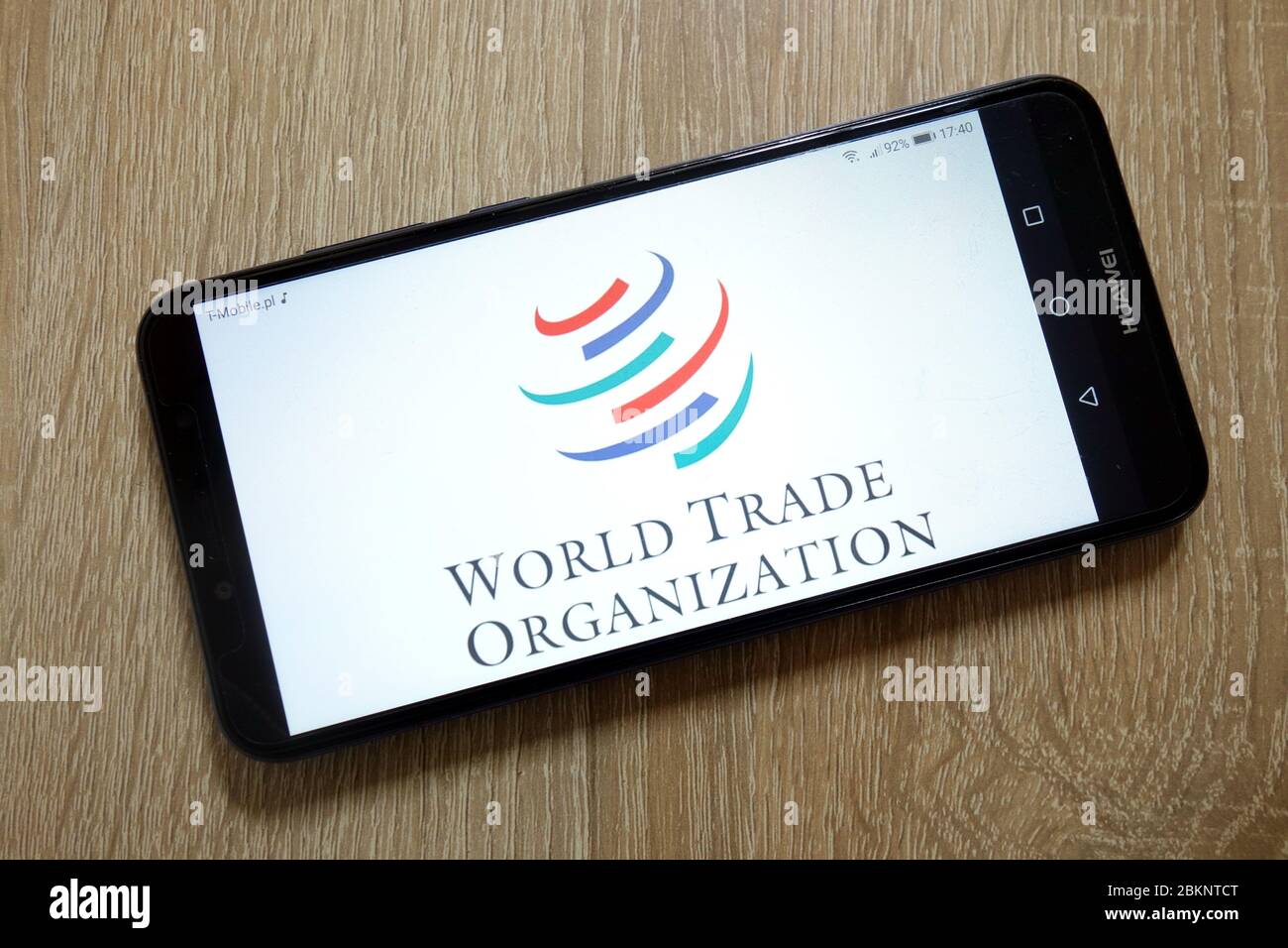 World Trade Organization logo displayed on smartphone Stock Photo