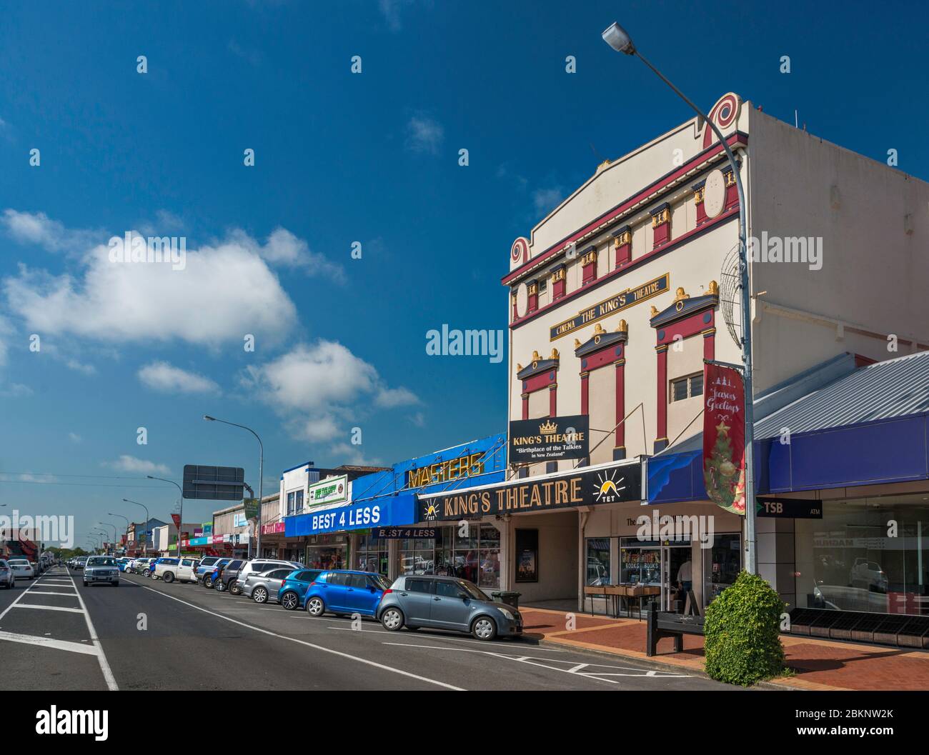Shops on Broadway in Stratford, Taranaki Region, North Island, New Zealand Stock Photo