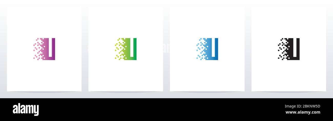 Pixel Eroded On Letter Logo Design U Stock Vector