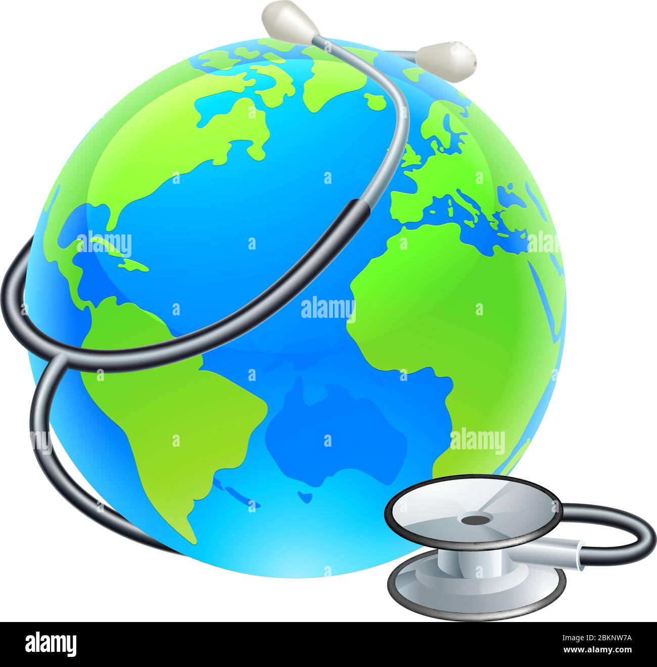 Earth World Globe With Stethoscope Stock Vector
