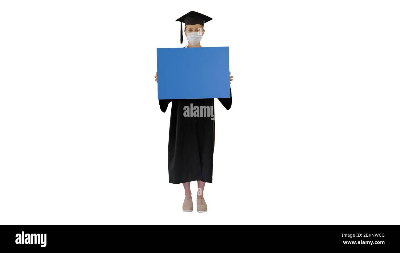 Female graduate holding placard hi-res stock photography and images - Alamy