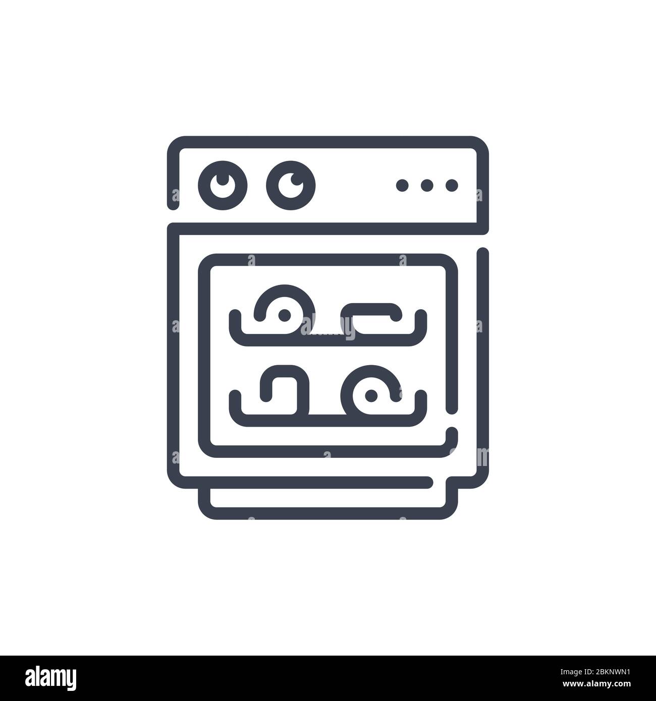 Vector illustration of one dishwasher icon or logo with black color and