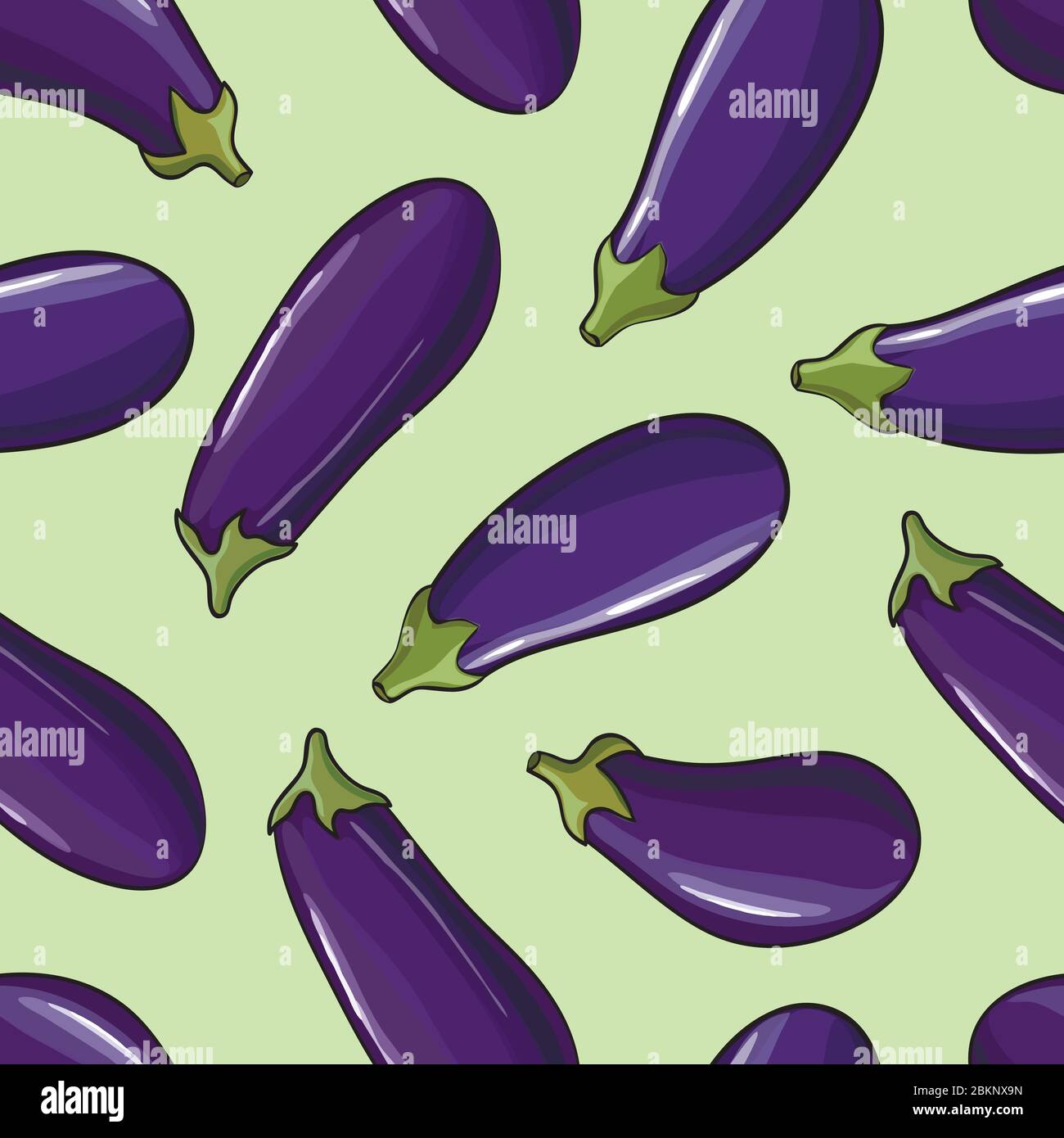 Vegetables seamless background with eggplants and cabbages. Wallpaper for vegan store. Stock Vector