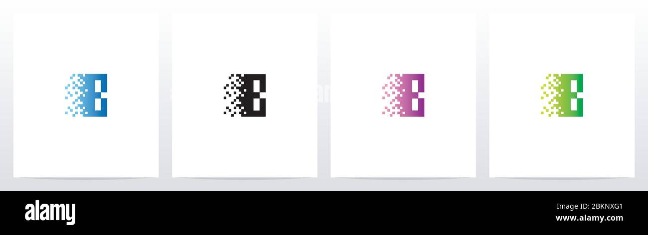 Pixel Eroded On Letter Logo Design B Stock Vector