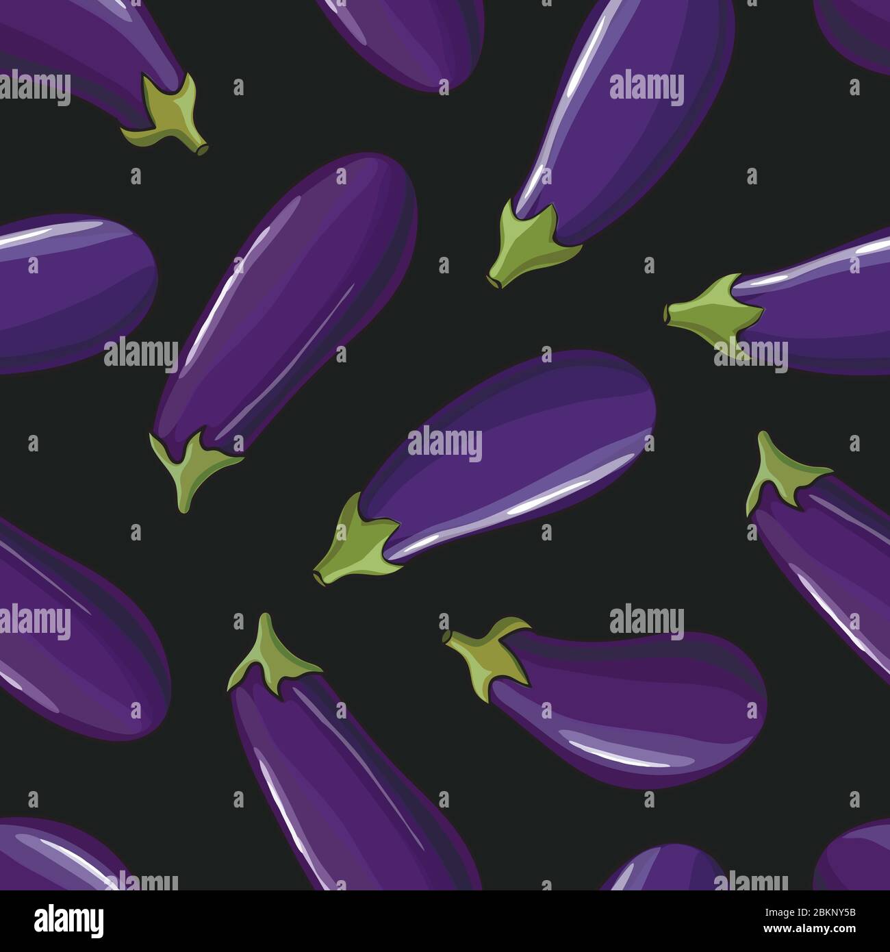 Vegetables seamless background with eggplants and cabbages. Wallpaper for vegan store. Stock Vector