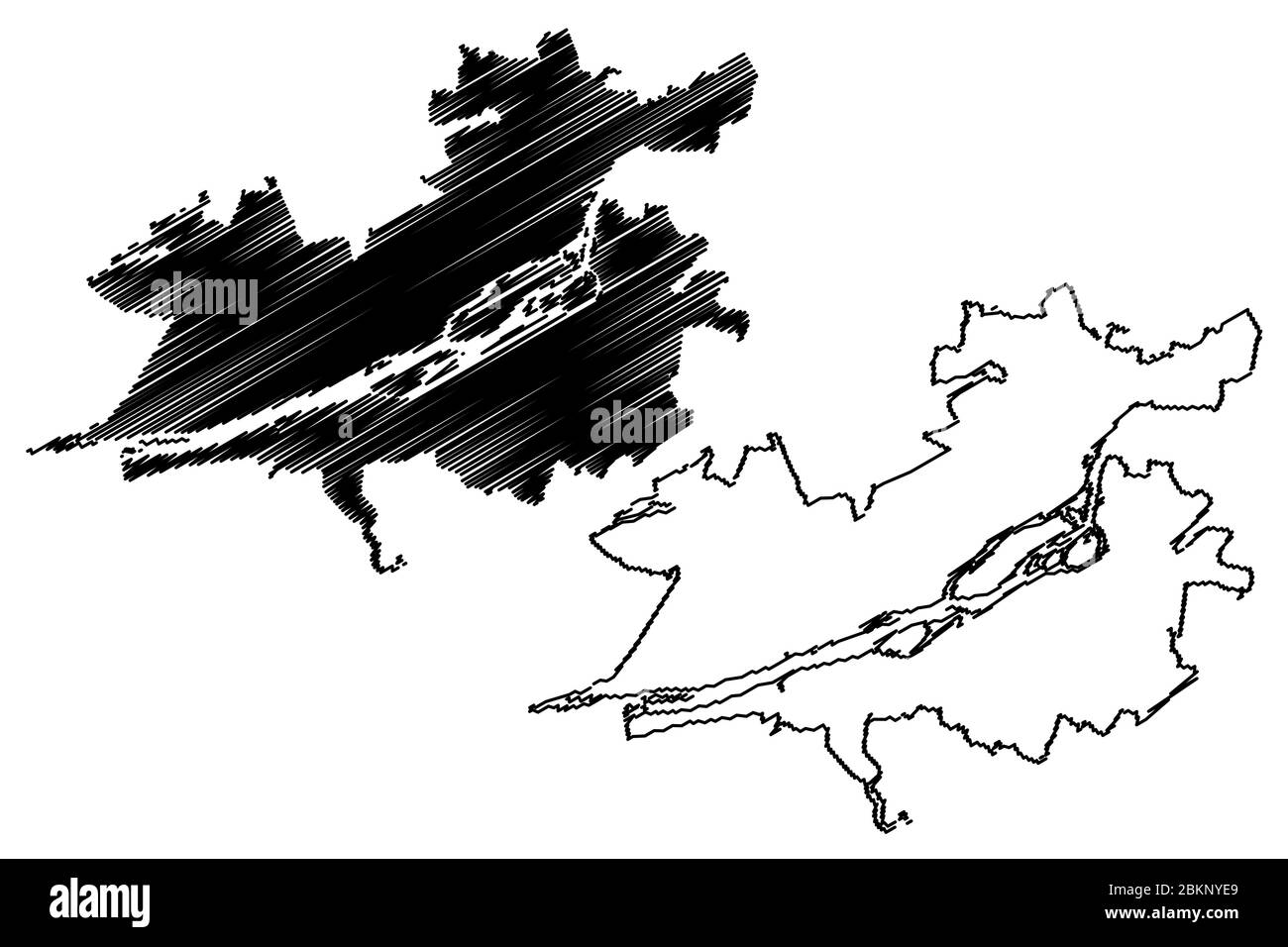 Krasnoyarsk City (Russian Federation, Russia) map vector illustration, scribble sketch City of Krasnoyarsk map Stock Vector