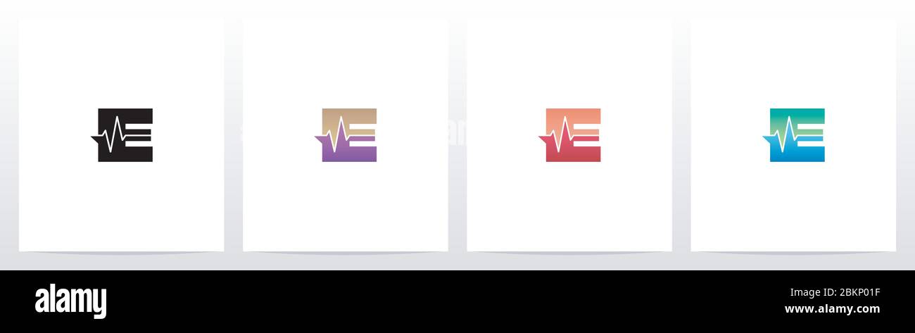Pulse Line On Letter Logo Design E Stock Vector