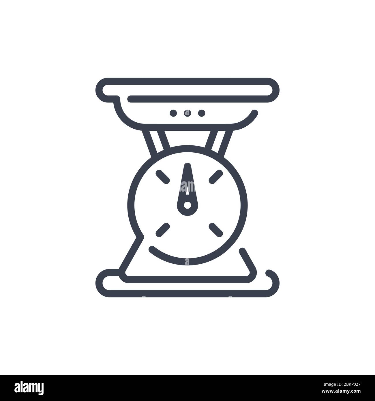 Vector illustration of one weight scale icon or logo with black color and line design style Stock Vector