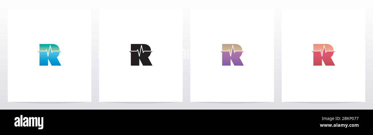 Pulse Line On Letter Logo Design Stock Vector
