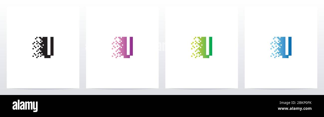 Pixel Eroded On Letter Logo Design V Stock Vector