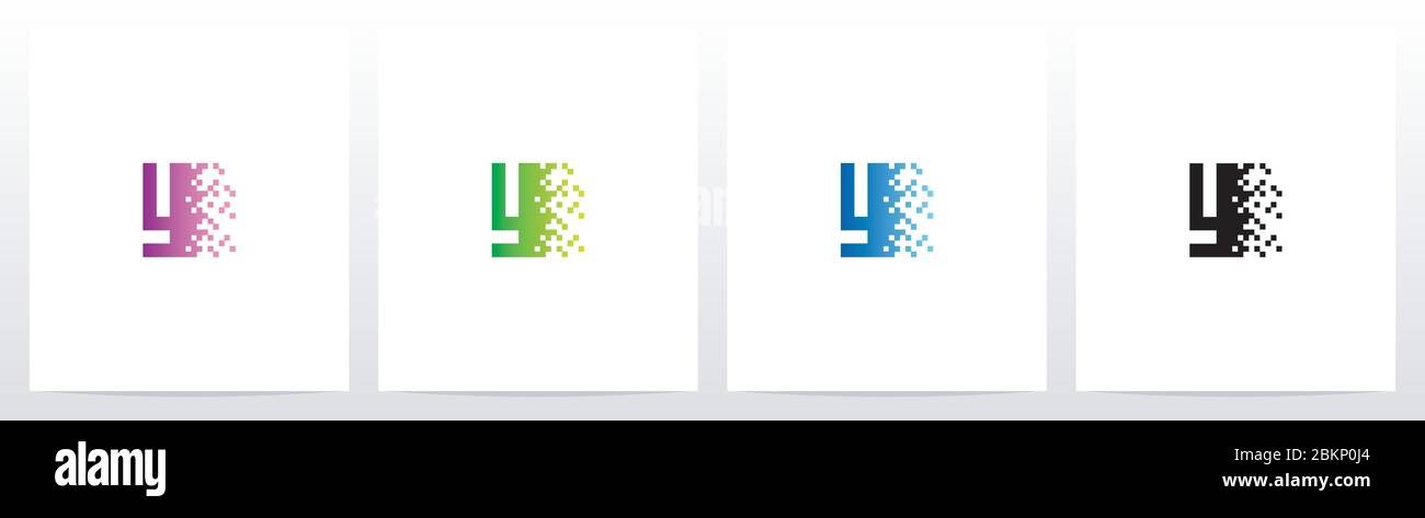 Pixel Eroded On Letter Logo Design Y Stock Vector