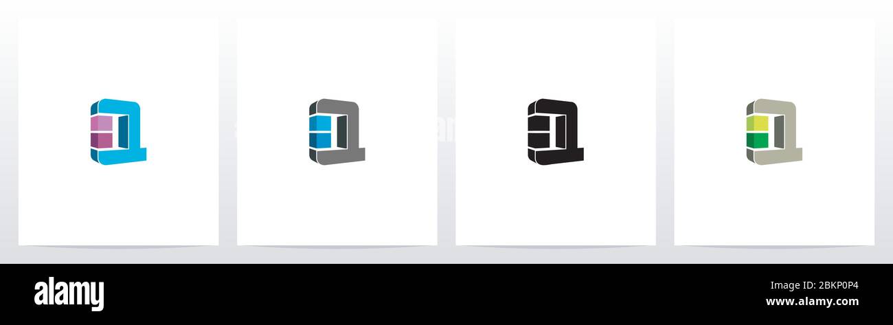 Rectangle Block On Letter Logo Design Q Stock Vector