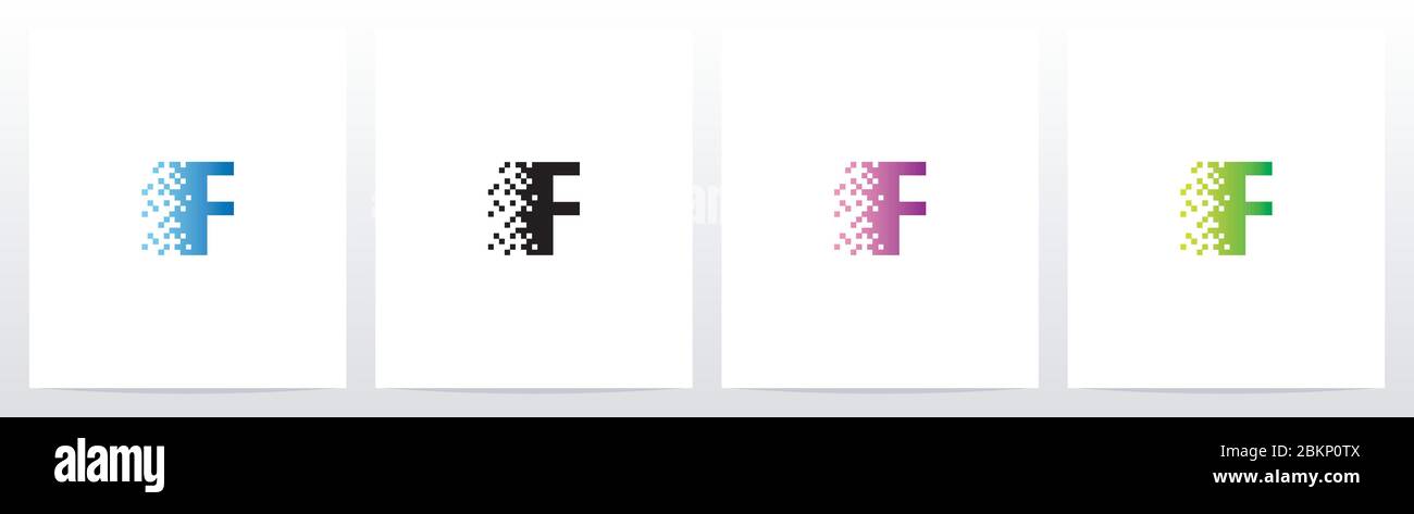 Pixel Eroded On Letter Logo Design F Stock Vector