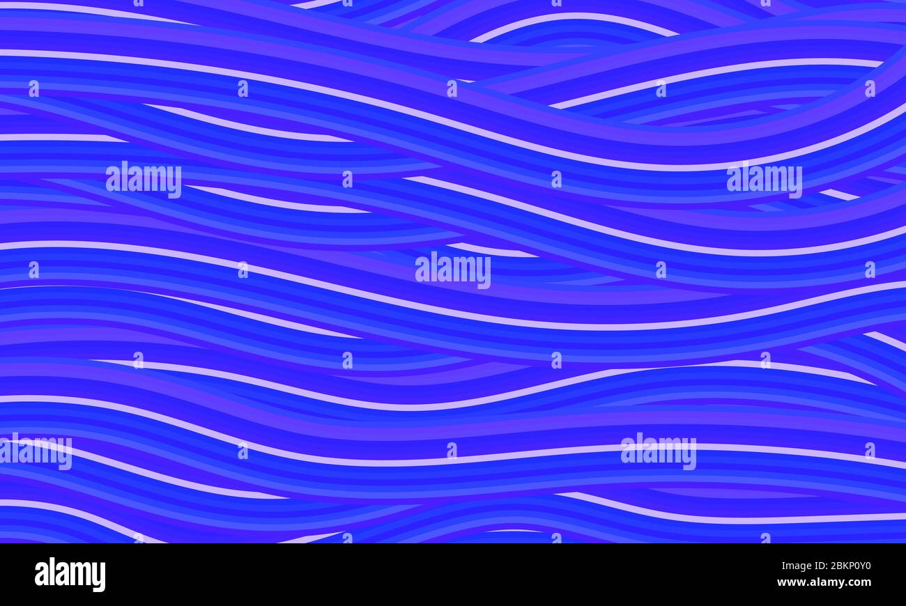 Sea background with blue waves, vector abstract pattern with curvy lines, vector illustration Stock Vector