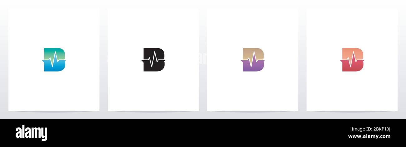 Pulse Line On Letter Logo Design D Stock Vector