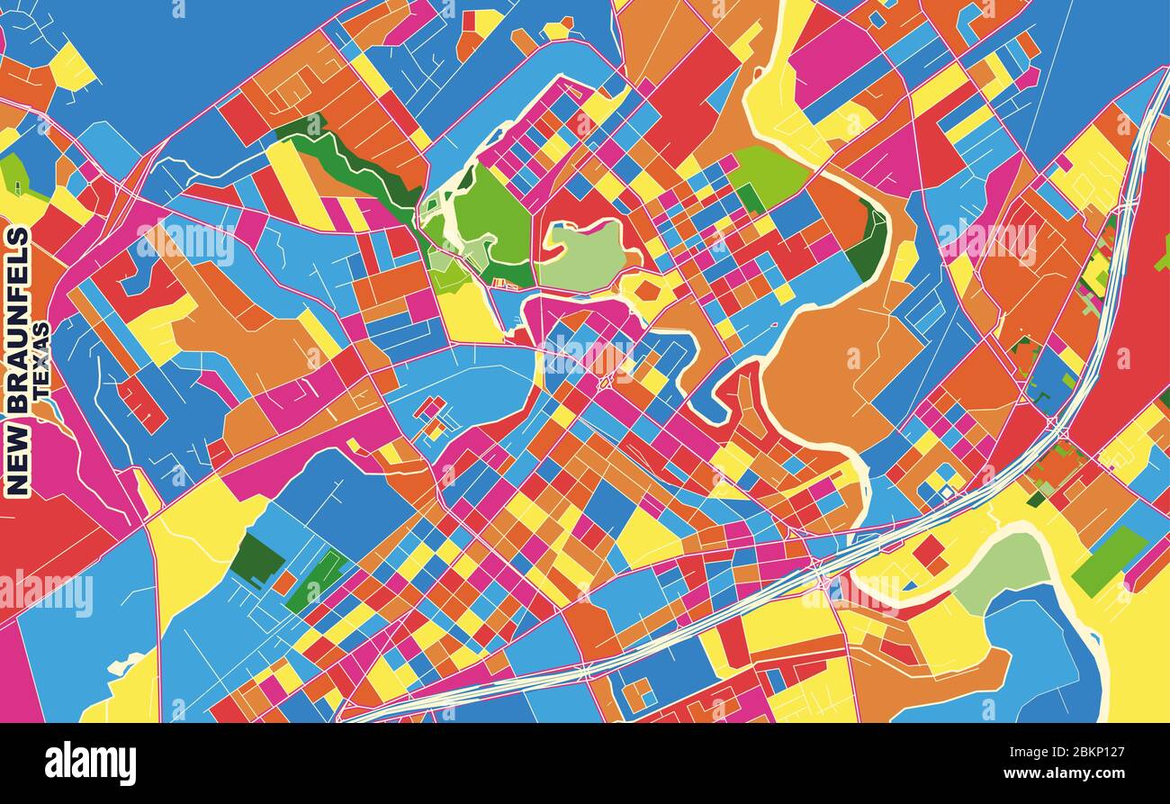 New Braunfels Zoning Map Colorful Vector Map Of New Braunfels Texas Usa Art Map Template For Selfprinting Wall Art In Landscape Format Stock Vector Image Art Alamy